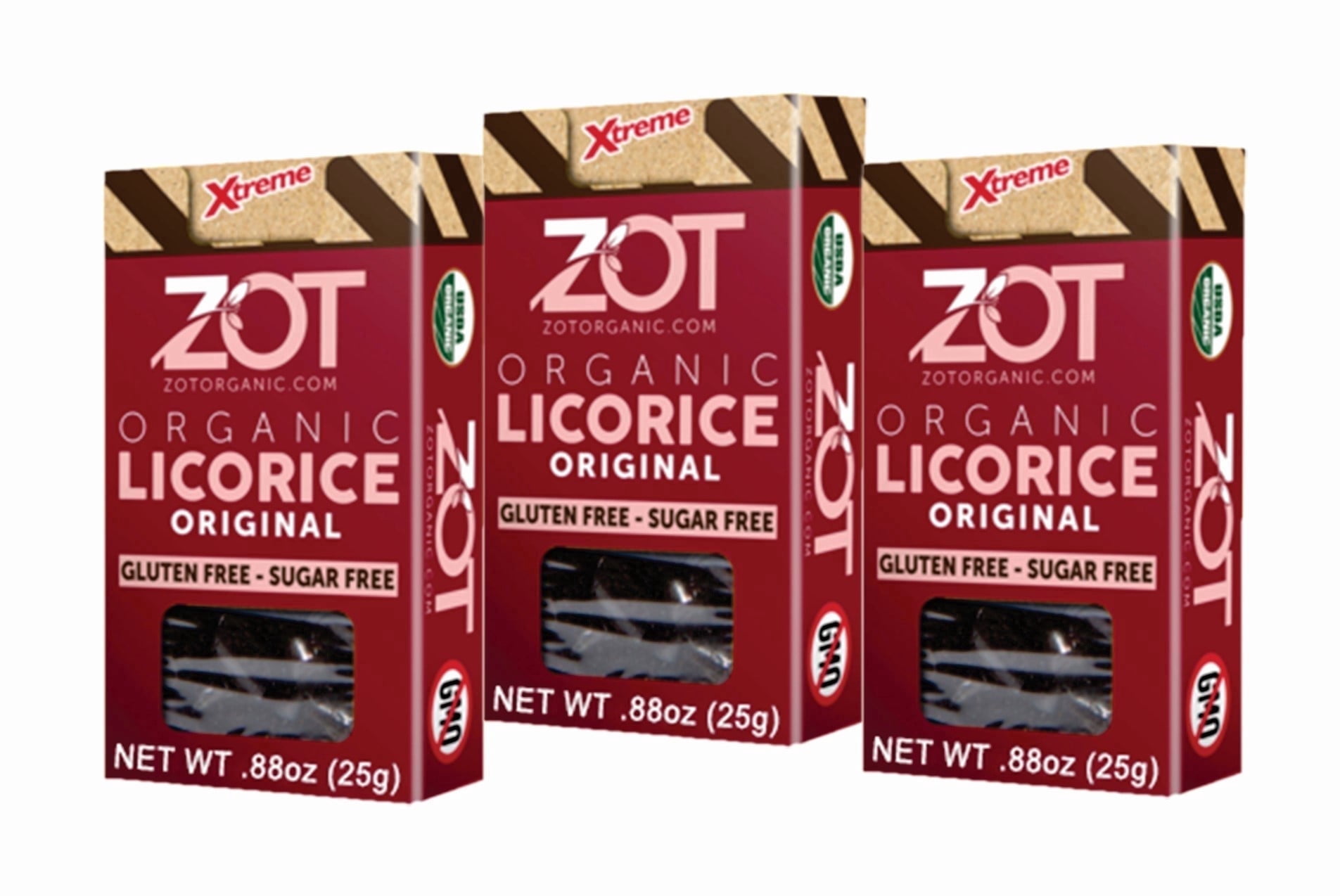 ZOT 100% pure Organic Licorice extr., hard little Bits, 0.88oz flip top box, Set of 3