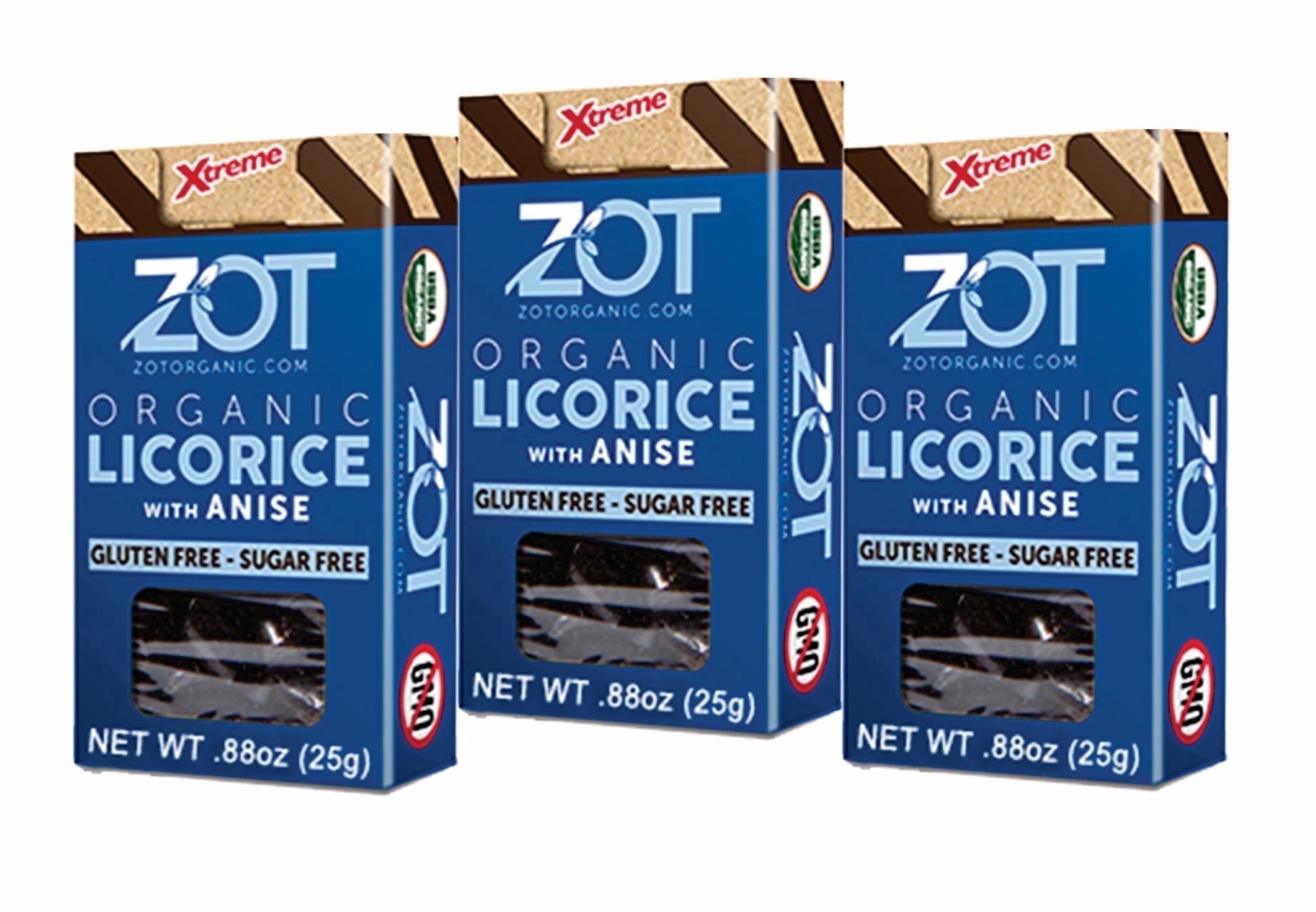 ZOT 100% Pure Organic Licorice Extract with Anise fl., Hard Bits, 0.88oz, Set of 3