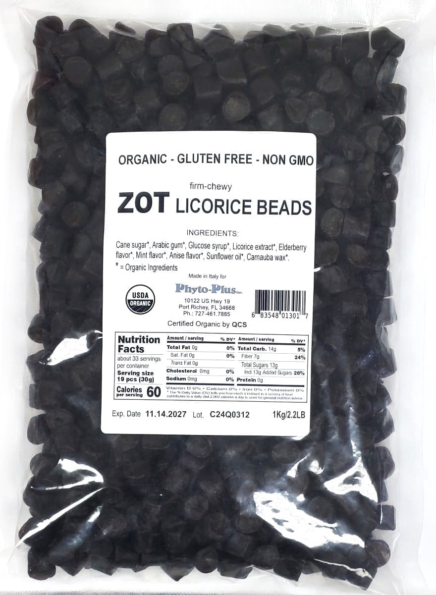ZOT Organic Licorice Beads, bulk, 2.2 Lb