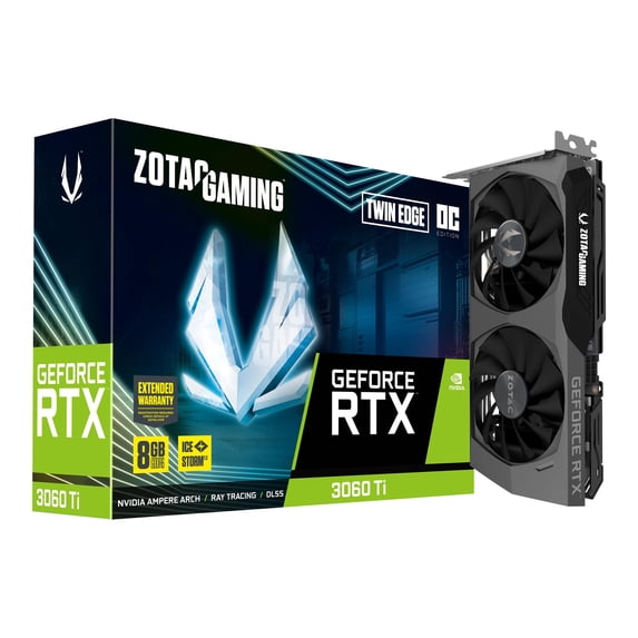 ZOTAC ZT-A30610H-10M Gaming GeForce RTX 3060 Ti Twin Edge OC 8GB GDDR6 256-bit 14 Gbps PCIE 4.0 Gaming Graphics Card, IceStorm 2.0 Advanced Cooling, Active Fan Control, Freeze Fan Stop