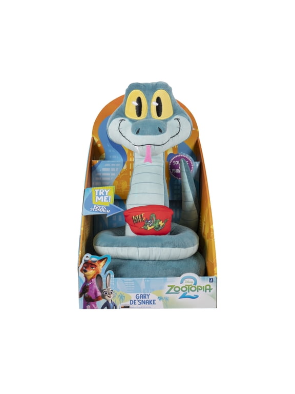 s Zootopia 2 12 inch Feature Plush Gary DeSnake - Sounds and Phrases - Plush Toys for Kids and Preschoolers