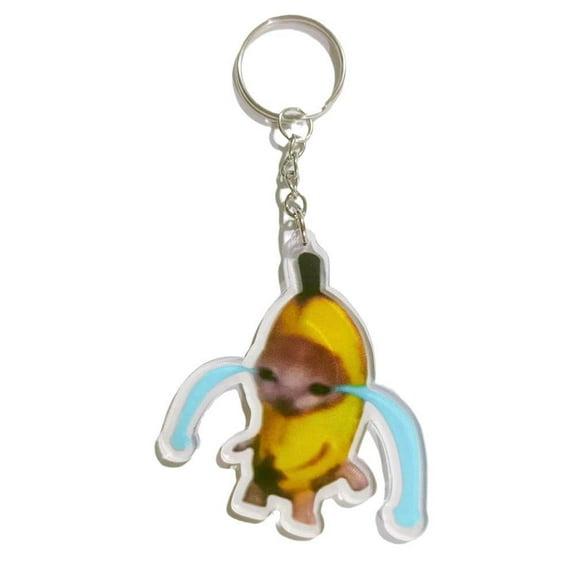 ZOUBAOQ 1 Cute Happy Crying Banana Pendant Keychain Acrylic Food Key Chain Bag Gifts Kids Accessories Phone Chain Keyring