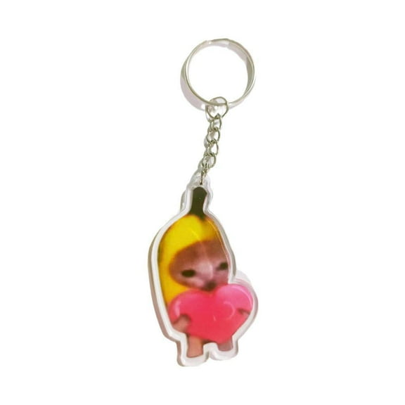 ZOUBAOQ 1 Cute Happy Crying Banana Pendant Keychain Acrylic Food Key Chain Bag Gifts Kids Accessories Phone Chain Keyring