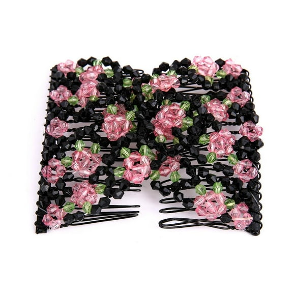 ZOUBAOQ 2025 Fashion Ladies Beads Elasticity Double Hair Comb Higher Hot Clamp Products Choice Quality Accessory Popular Stretchy