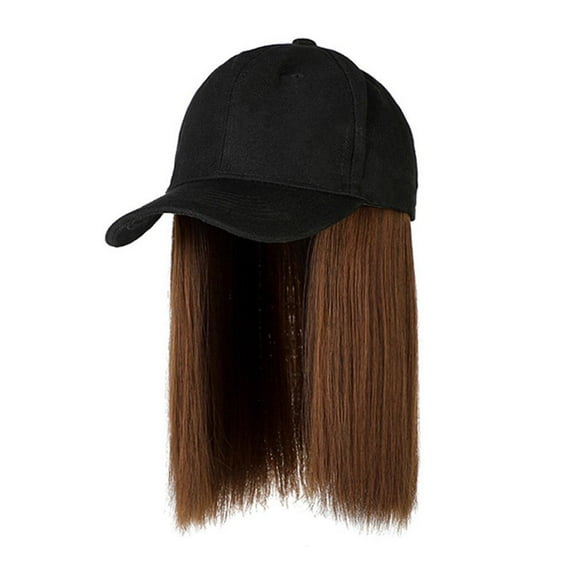 ZOUBAOQ Beanies Hat With Hair Wigs For Women 35cm Long Straight Hair Synthetic Soft Knitted Winter Autumn Warm Wig Ski