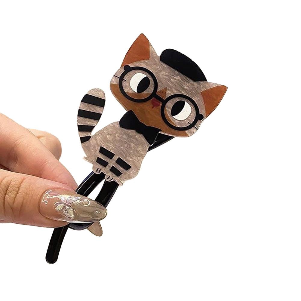 Cute Acrylic Cartoon Cat Twist Hair Clip Cute Acrylic Cartoon Cat Twist Hair Clip for Women Girls  main image 2