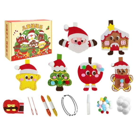 ZOUBAOQ Christmas Sewing Kit For Kids Christmas Woven Ornaments Material Kit,Christmas Felt Stuffed Your Own Kit,Sew C Craft