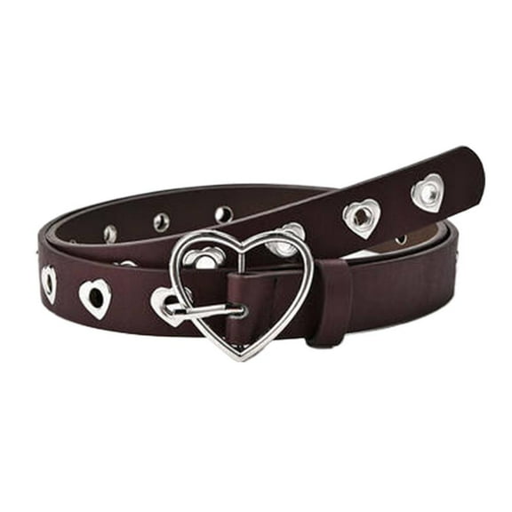 ZOUBAOQ Creative Heart-shaped Hole Belt For Women Hollow Out Versatile Leather Belt