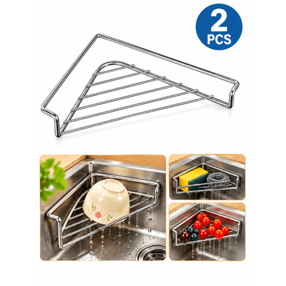 Kitchen Disc Rack ZOUBAOQ Dish Drying Rack, Stainless Steel Triangular Sink Corner ...