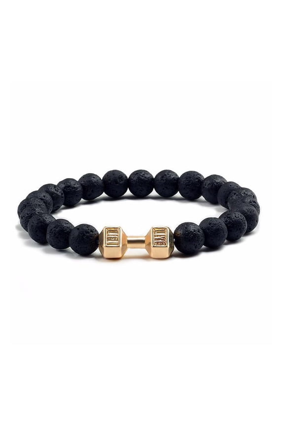 Dumbbell Bracelet for Men Gym Bros,Fitness Barbell Bracelet,Natural Volcanic Lava Stone,Adjustable Natural Stone Beads Bracelet,For Women Men Fitness Barbell Jewelry