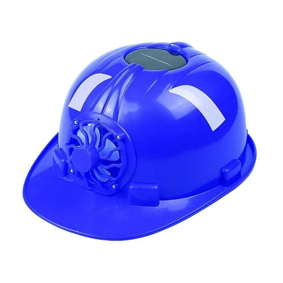 ZOUBAOQ FRP Solar Fan Safety Helmet - ANSI Z89.1 Cooling Hard Hat with 4-Point Suspension, UV Protection for Construction/Firefighters/Motorcyclists (White/Red/Yellow/Blue)