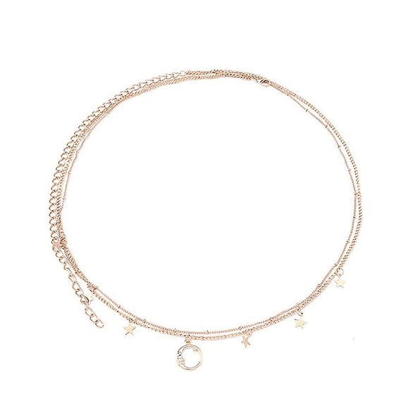 ZOUBAOQ Fashion Simple Double Layer Bead Chain Ladies Waist Chain Belly Belt Chain