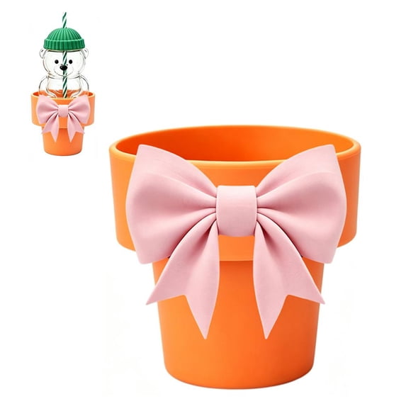 ZOUBAOQ Heart-Shaped Bear Car Cup Holder Adapter with Bow, Universal Drink Holder Insert for Vehicle Consoles
