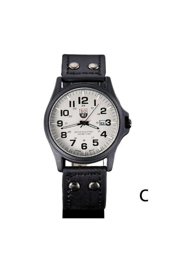 Mens Military Leather Date Quartz Analog Army Casual Dress Wrist Watches NEW