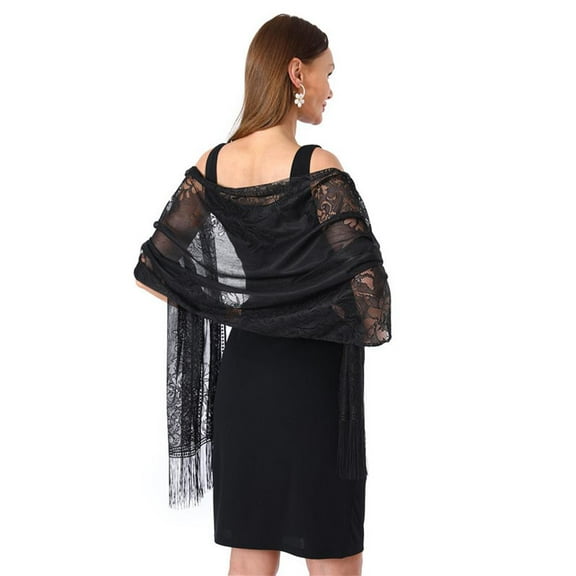 ZOUBAOQ Mexican Shawl for Women, Lace Scarf, Elegant Mexican Accessories, Bridesmaid & Wedding Shawl, Soft Polyester Fashion Scarf