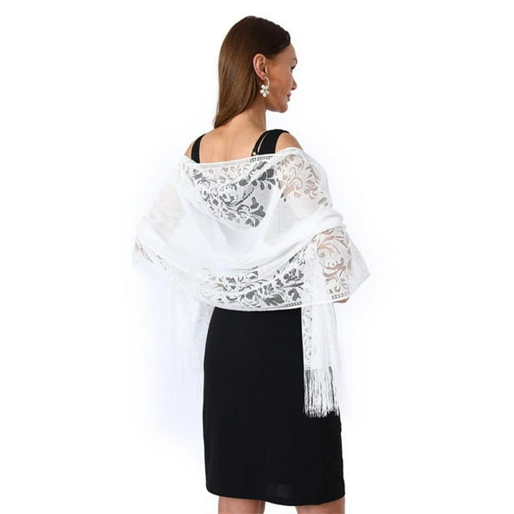 ZOUBAOQ Mexican Shawl for Women, Lace Scarf, Elegant Mexican Accessories, Bridesmaid & Wedding Shawl, Soft Polyester Fashion Scarf