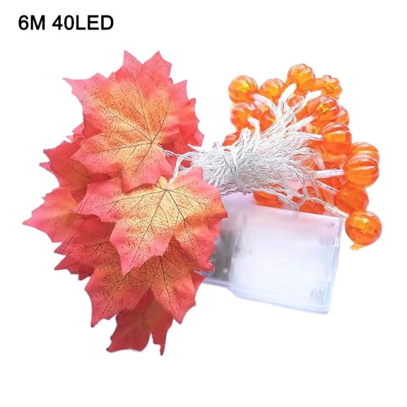 ZOUBAOQ NWE Fall Garland with Pumpkin Lights Fall Decorations for Home, Enlarged Maples Leaves Fall Lights Battery Operated Halloween Thanksgiving Indoor Porch Bedroom Wedding Decor