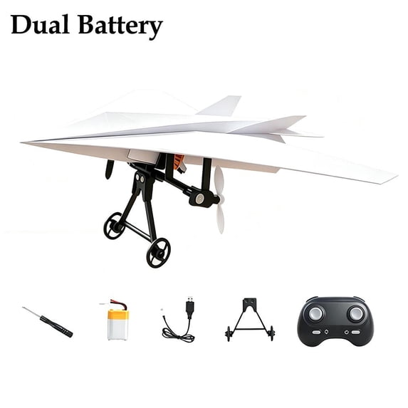 ZOUBAOQ RC Paper Airplane Kit with Gyro Stabilizer, 2.4 GHz Dual-Propeller Flying Toy for Outdoor Play