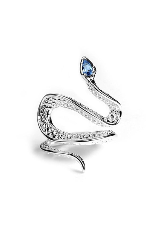 Silver Snake For Women, Adjustable Open Snake Rings with Colorful Crystal Stone Rings, Animal Stacking 2025 Band Snake