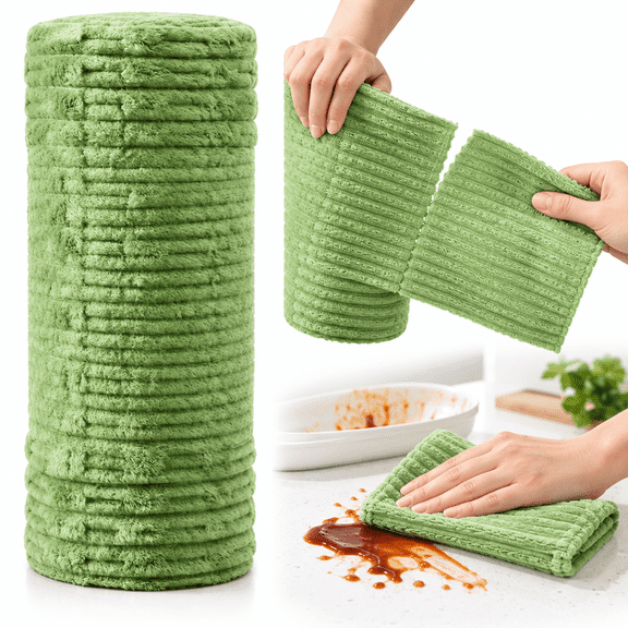 ZOUBAOQ Tear-Off Cleaning Cloth Roll, Reusable Bamboo Fiber Dish Towels for Kitchen and Home