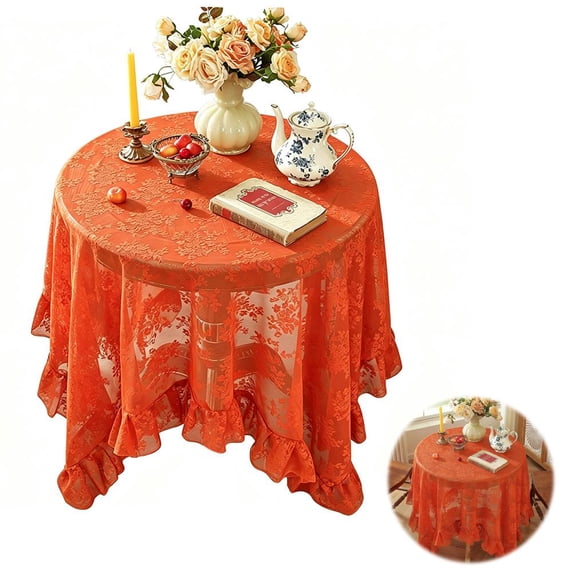 ZOUBAOQ Vintage Boho Lace Tablecloth, Square Floral Ruffle Table Cover for Dining Room and Wedding Decor