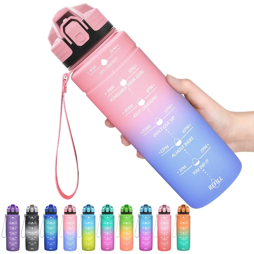 ZOUNICH BPA Free Water Bottle with Time Marker Leakproof Water