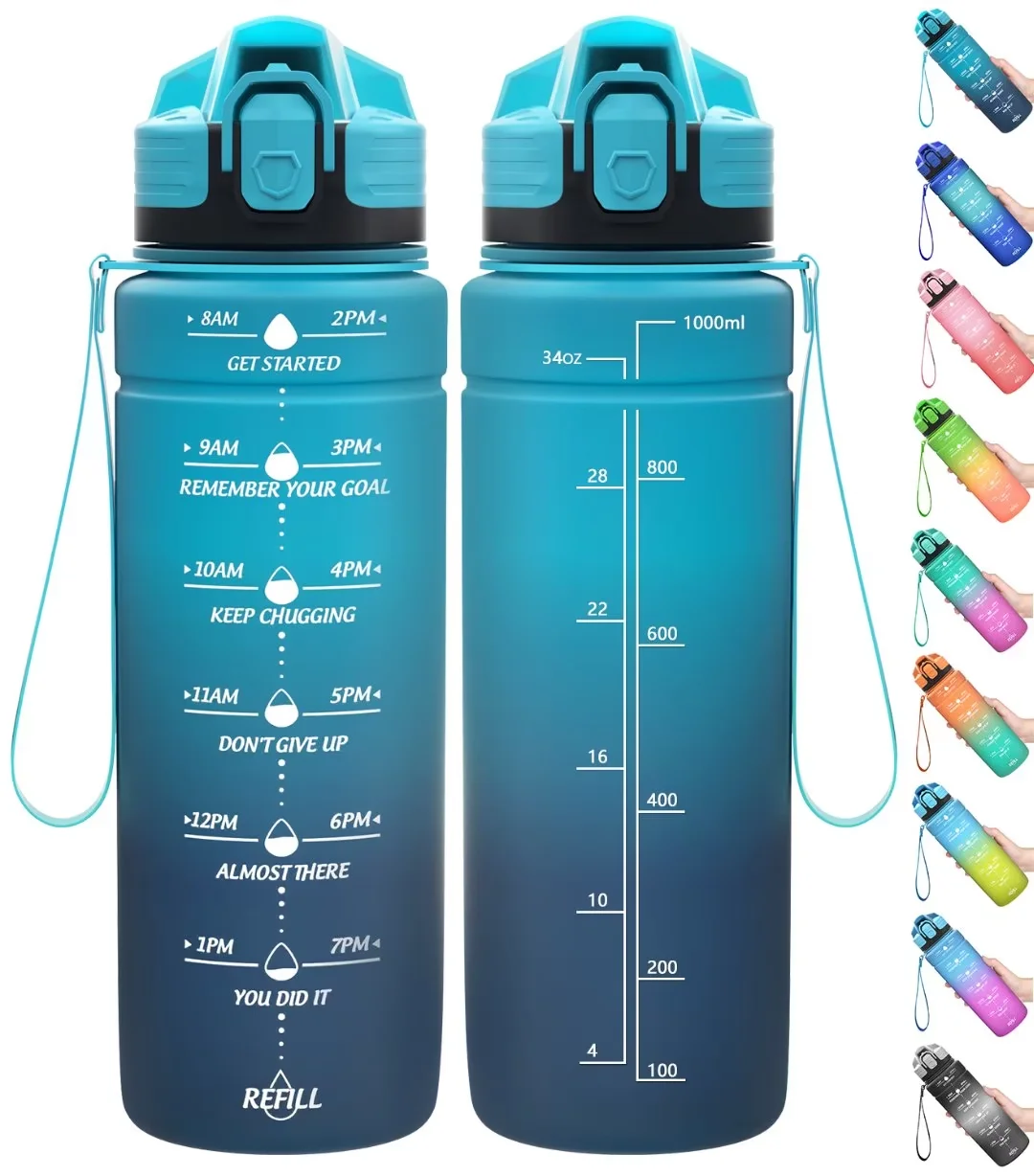 ZOUNICH Tritan BPA Free Water Bottle with Time Marker - 32oz/24oz/17oz  Leakproof Motivational Sports…See more ZOUNICH Tritan BPA Free Water Bottle