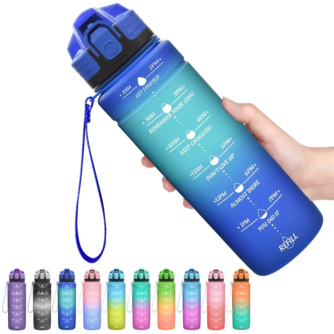 ZOUNICH BPA Free Water Bottle with Time Marker Leakproof Water