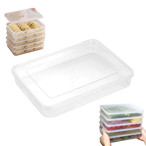 ZOURIH 1.5L Stackable Dumpling Container for Freezer with Lid, Leakproof Food Storage Containers Airtight for Cookies, Snacks & More for Kitchen and Fridge,Clear