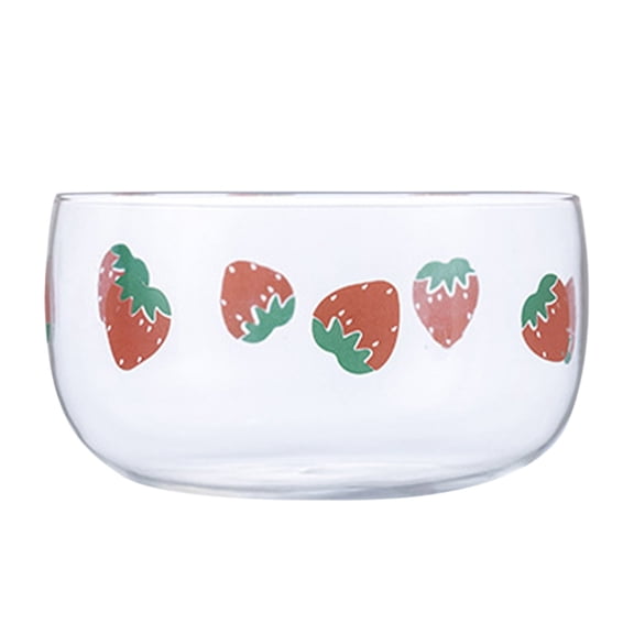 ZOURIH 1 PCS Clear Glass Fruit Bowl, 500 ML Snack Bowl, Dessert Bowl, Cute Strawberry Pattern