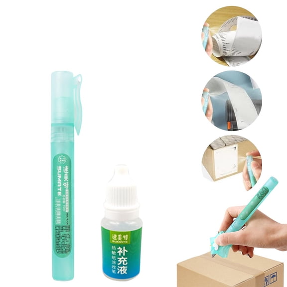 ZOURIH 1 PCS Thermal Paper Eraser Spray 10ml White Out Liquid with Lid and 10 ml Supplementary Fluid for Documents, Labels, Packages, Shipping Addresses, Privacy Protection,Green