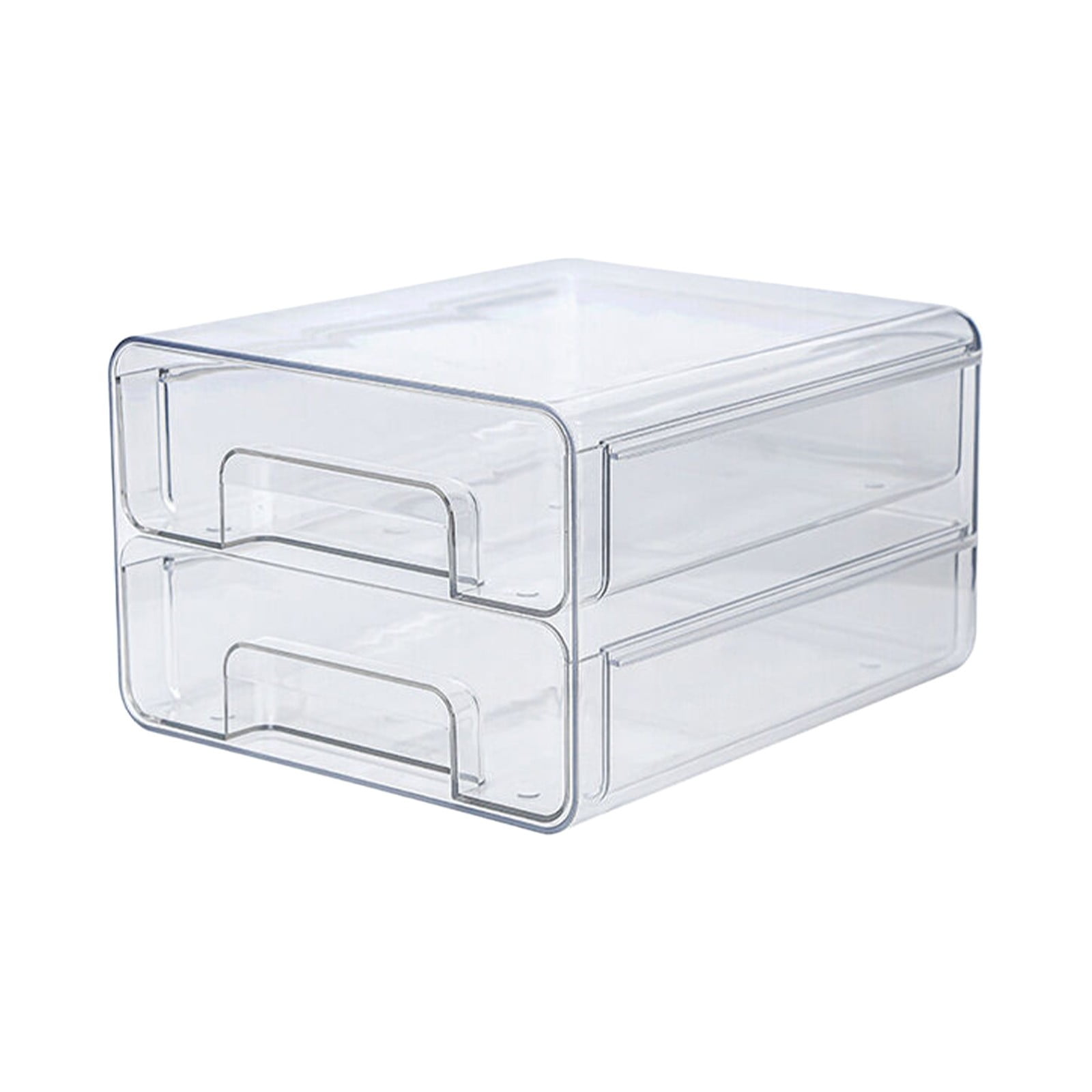 ZOURIH 1 Pack 2 Layer Stackable Pull-Out Fridge Organizer Drawers,Refrigerator Drawer with Lids,Fridge Stackable Storage Drawers for Veggies,Fruits,Egg,Food Storage and Organizer,Fruit-Clear