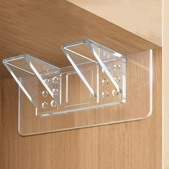 ZOURIH 1 Pack Clear Adhesive Shelf Supports, 2.7 x 2.7 Inch PVC Shelf Brackets for Cabinet, Closet, Bathroom, Kitchen – No Drill, Space-Saving