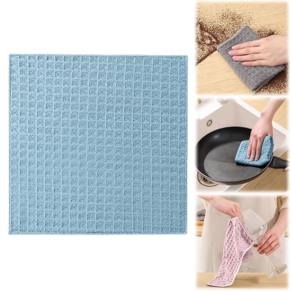 ZOURIH 1 Pack Kitchen Cloth, Dish towels,Microfiber Cleaning Cloths Nonstick Oil Washable Fast Drying Cloths for Kitchen,Car and Household Cleaning Supplies, 10",12“,Blue