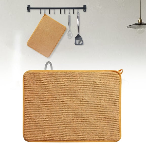 ZOURIH 1 Pack Microfiber Dish Drying Mats,Ultra Absorbent Dish Drainer Mats,20x15" Large Size Kitchen Quick Dry Pads for Counter,Under Sink,Coffee Rack,Orange