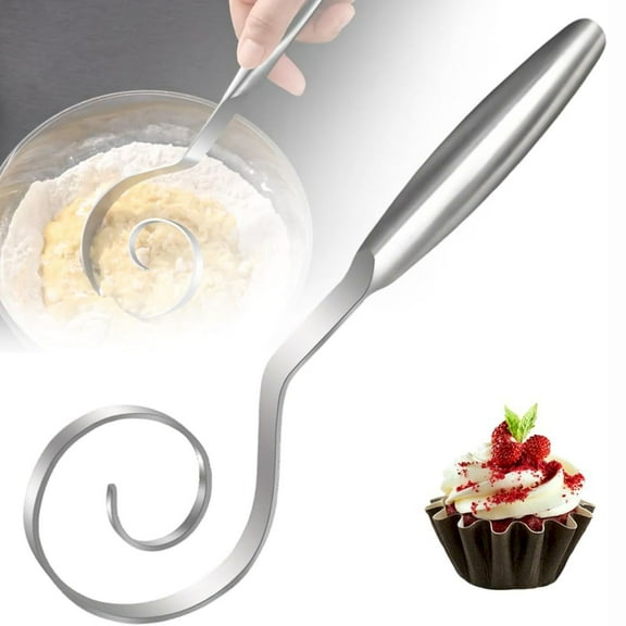 ZOURIH 1 Pack Seamless Dough Whisk, Stainless Steel Danish Dough Whisk, 8.6" Bread Whisk for Sourdough, Cookies, Pizza, Pastry, Dishwasher Safe Dough Hook