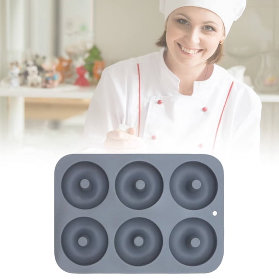 ZOURIH 1 Pack Silicone Doughnut Mold for 6 Doughnuts, Food Grade Silicone Baking Pan, Non-Stick, Dishwasher Safe, Heat Resistant and Microwave Safe