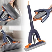 ZOURIH 1 Pack Sponge Mop, Self Squeeze Sponge Mops and Stainless Steel Handle,PVA Sponge Mops for Floor Cleaning