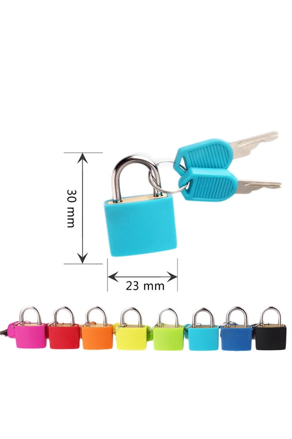 1 Pack Suitcase Locks with Keys - Multicolor Metal Luggage Padlocks - Mini Keyed Padlocks for Suitcase, Backpack, Boxes, Travel Bags, Locker,Light Blue