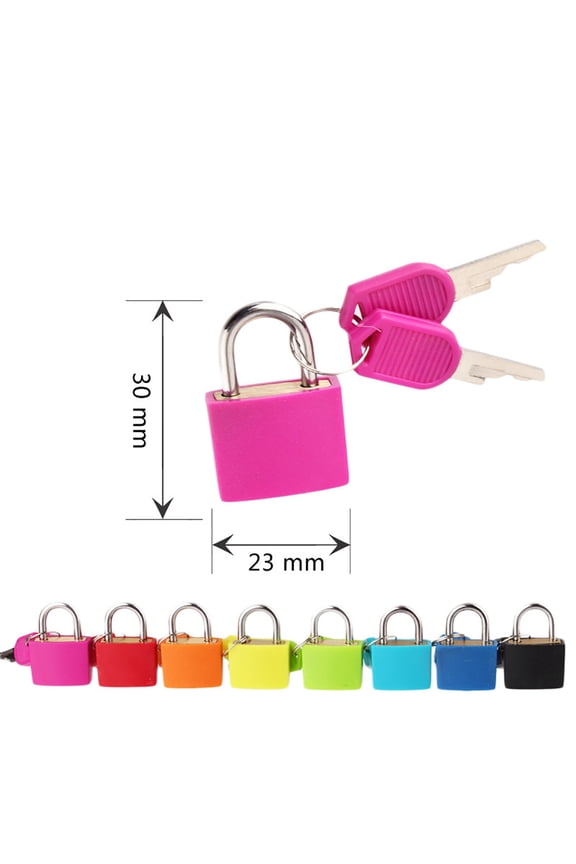 1 Pack Suitcase Locks with Keys - Multicolor Metal Luggage Padlocks - Mini Keyed Padlocks for Suitcase, Backpack, Boxes, Travel Bags, Locker,Pink