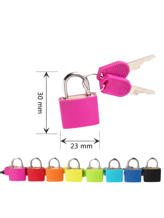 1 Pack Suitcase Locks with Keys - Multicolor Metal Luggage Padlocks - Mini Keyed Padlocks for Suitcase, Backpack, Boxes, Travel Bags, Locker,Pink