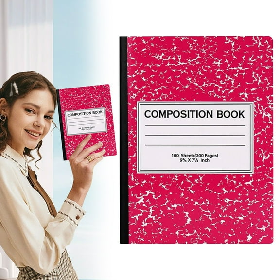 ZOURIH 1 Pack Wide Ruled Composition Notebooks - Hard Cover Red Blue Green Purple Cute Marble Colors, Bulk Compositon Book Wide Ruling, Office Supplies