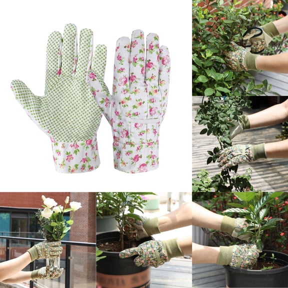 ZOURIH 1 Pair Garden Gloves for Women Floral Gardening Work Gloves Soft Breathable Yard Cleaning,Fishing,Gardening,Weeding,Planting,Watering,Pink