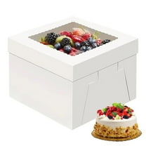 ZOURIH 1 Pcs Cake Boxes, Cake Box with Window, White Cake Boxes 12 Inch, Large Square Cake Box, Disposable Bakery Boxes for Cake Pastry Desserts Cookies Pies Wedding Birthday Party
