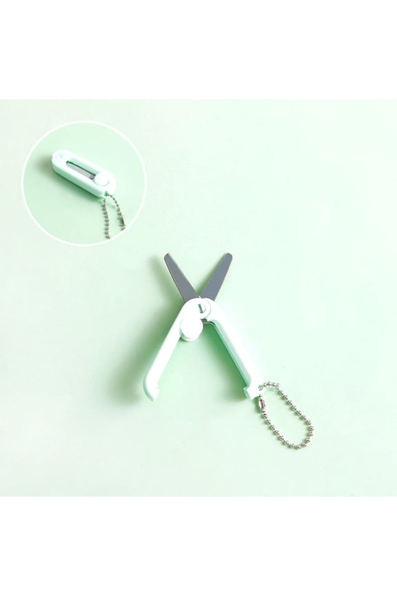 1 Pcs Green Keychain Scissors,Folding Scissors,Safe Portable Travel,Foldable Telescopic Cutter Pocket,Mini Scissor with Keychain for Cutting, Scrapbooking Crafting, Cutting Tools,Green