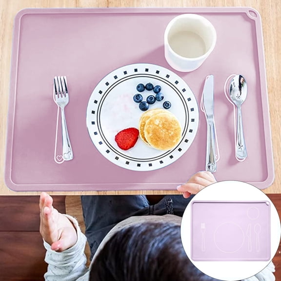 ZOURIH 1 Pcs Placemat 16 x 12'' Non Slip Silicone Placemats Eating Mat Food Mats for Dining Table Setting Learning Travel Kitchen,Purple