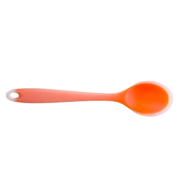 ZOURIH 1 Piece Silicone Cooking Spoons 8 inch Heat Resistant Kitchen Spoons for Mixing, Serving and Stirring Upgrade Large Non Stick Basting Utensils, Dishwasher Safe,Orange