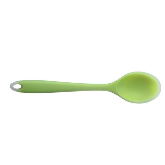 ZOURIH 1 Piece Silicone Cooking Spoons 8 inch Heat Resistant Kitchen Spoons for Mixing, Serving and Stirring Upgrade Large Non Stick Basting Utensils, Dishwasher Safe,Green