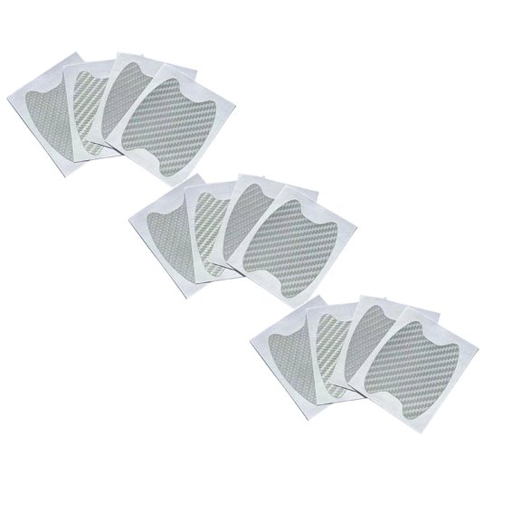 ZOURIH 12 PCS Car Door Handle Sticker, Carbon Fiber Anti-Scratches Car Door Cup Protector, Non-Marking Auto Door Handle Protective Film for All Cars,Silver