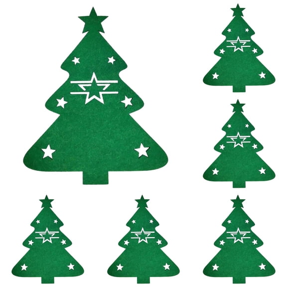 ZOURIH 12 Pcs Christmas Tree Flatware Holder Xmas Tree Shaped Cutlery Holder Bags Knife Folk Holder Pockets Felt Silverware Tableware Cover for Christmas New Year Party Dinner,Green*6+Red*6